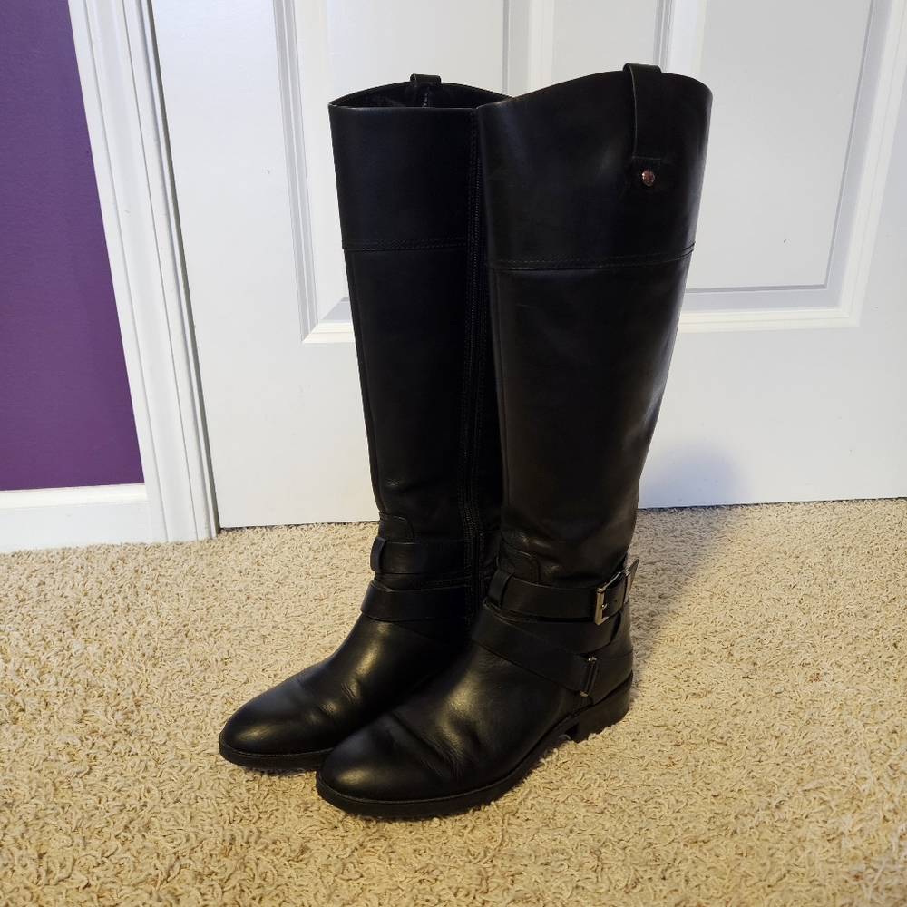 Black Vince Camuto Pazell Knee High Riding Boots Size 6.5